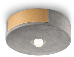 Grand Plafonnier Mataca bi-matière en bois et céramique ou béton par Ferroluce